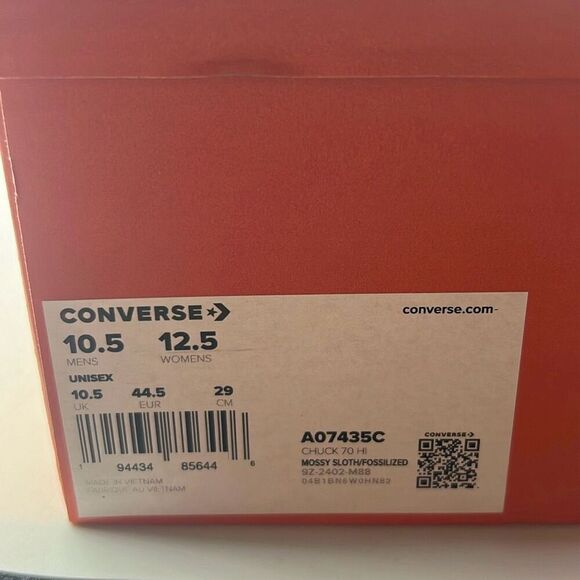 Converse Chuck 70 Multi-Stitch Hi Shoes A07435C Mossy Sloth Green NWB Men 10.5 - Picture 7 of 10